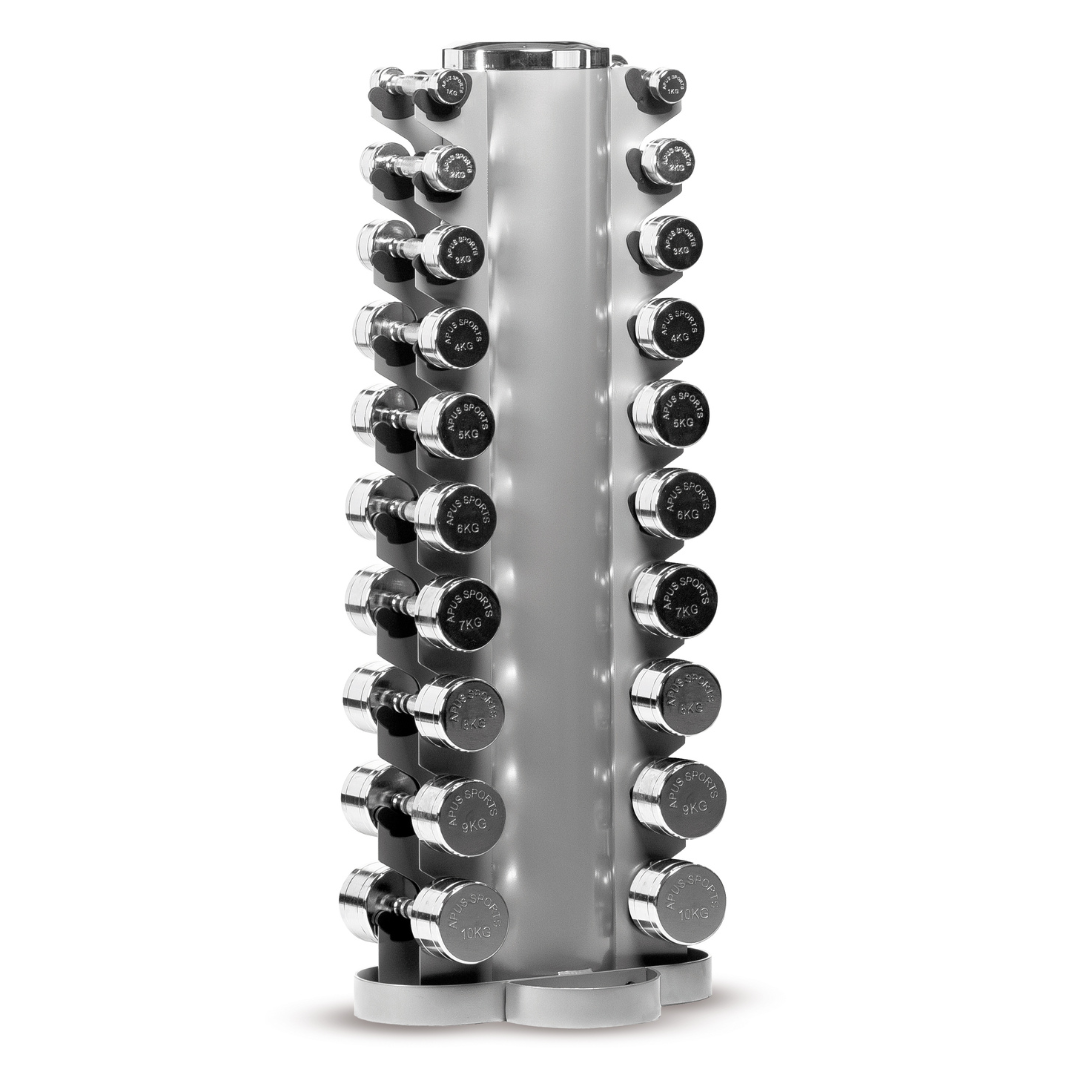 APUS Chrome-Coated Dumbbell Rack – Professioneel Dumbbellrack voor 10 Paar Dumbbells