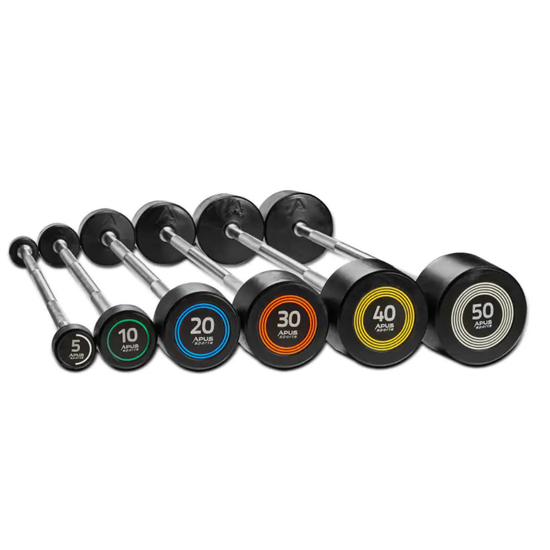 APUS pre-loaded polyurethaan barbell set 10-40 kg