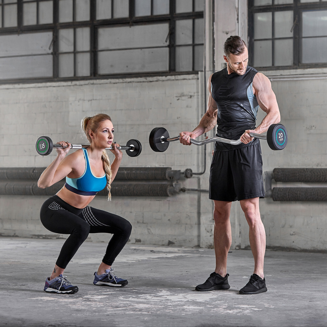 APUS Pre-Loaded Polyurethaan Curl Barbell – EZ Bar Set 10–40 kg