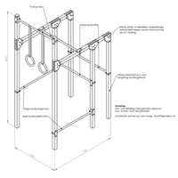 Buiten fitness toestel met verstelbare dipbars maatschets