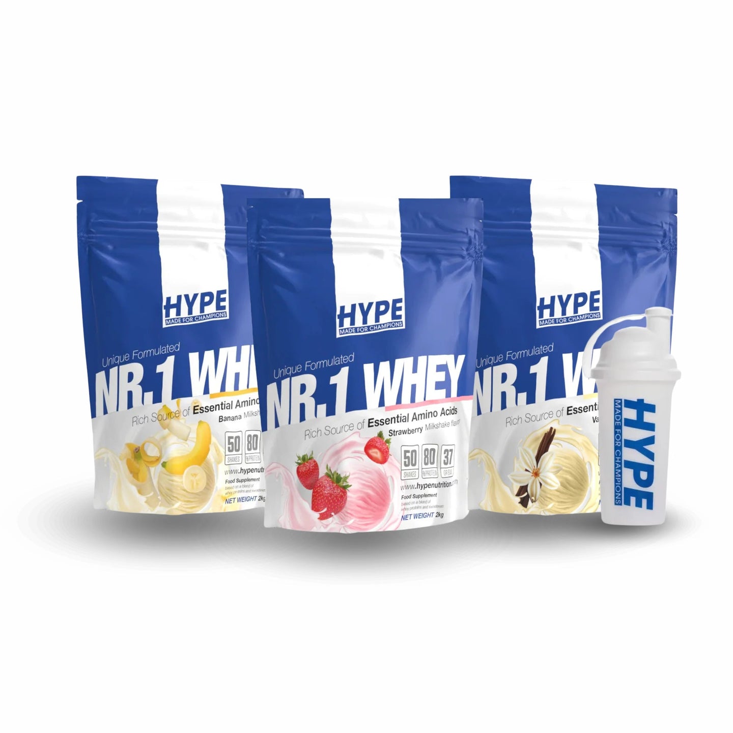 Essential Protein Trio Nr.1 Whey – drie smaken en gratis shakebeker