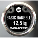 Professionele barbell met chroom coating en dubbele knurl grip zijkant