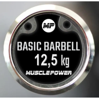 Professionele barbell met chroom coating en dubbele knurl grip zijkant
