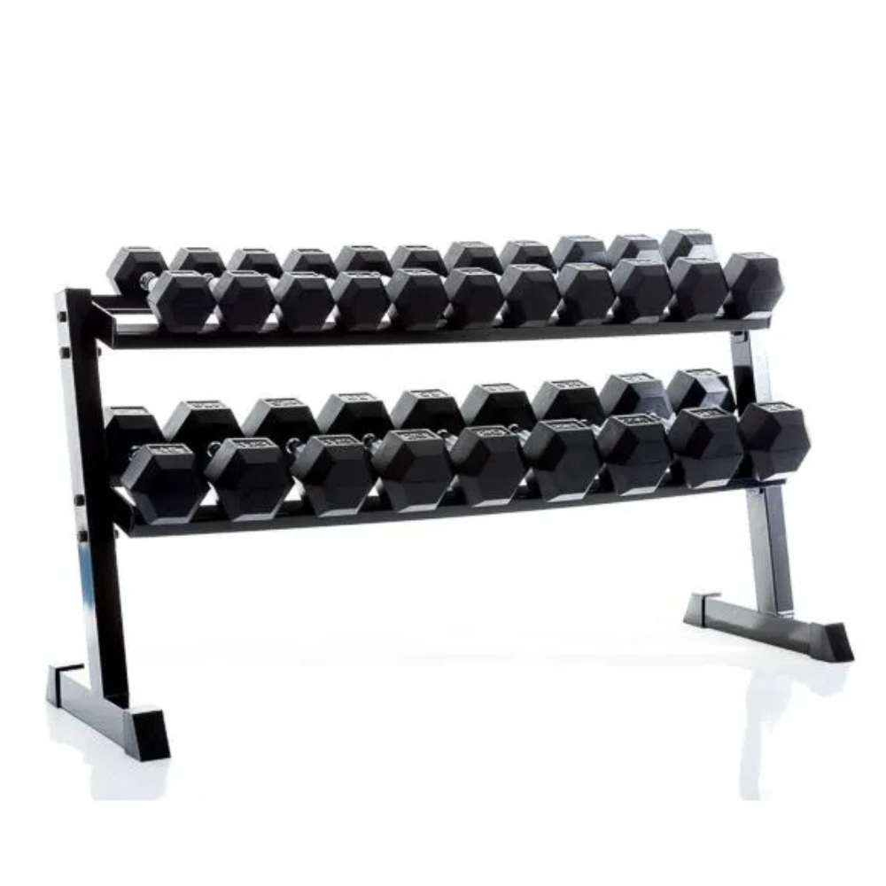 Dumbbell rek 2 laags zwart voor hexa dumbbells fitness opslag met dumbbells