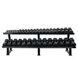 Heavy duty dumbbellrek 2-laags met zware dumbbells