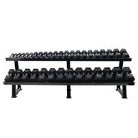 Heavy duty dumbbellrek 2-laags met zware dumbbells