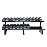 Heavy duty dumbbellrek 2-laags met zware dumbbells PU dumbbells