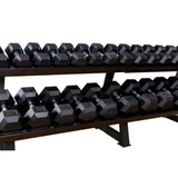 Professioneel dumbbell rack zwart voor fitnessruimte close up