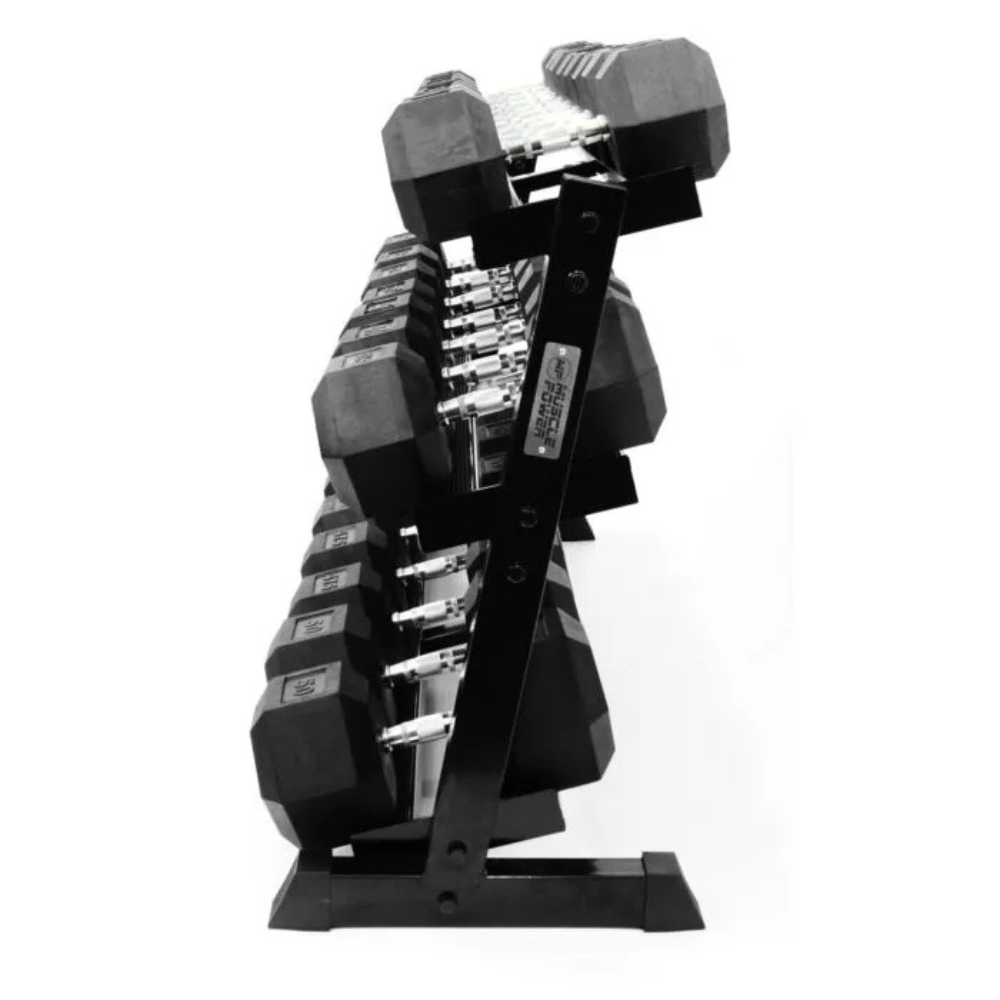 Professioneel dumbbell rack voor hex en PU dumbbells zijkant Hexagon dumbbells