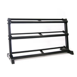 Dumbbellrek zwart 3-laags met dumbbells in home gym leeg