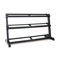 Dumbbellrek zwart 3-laags met dumbbells in home gym leeg