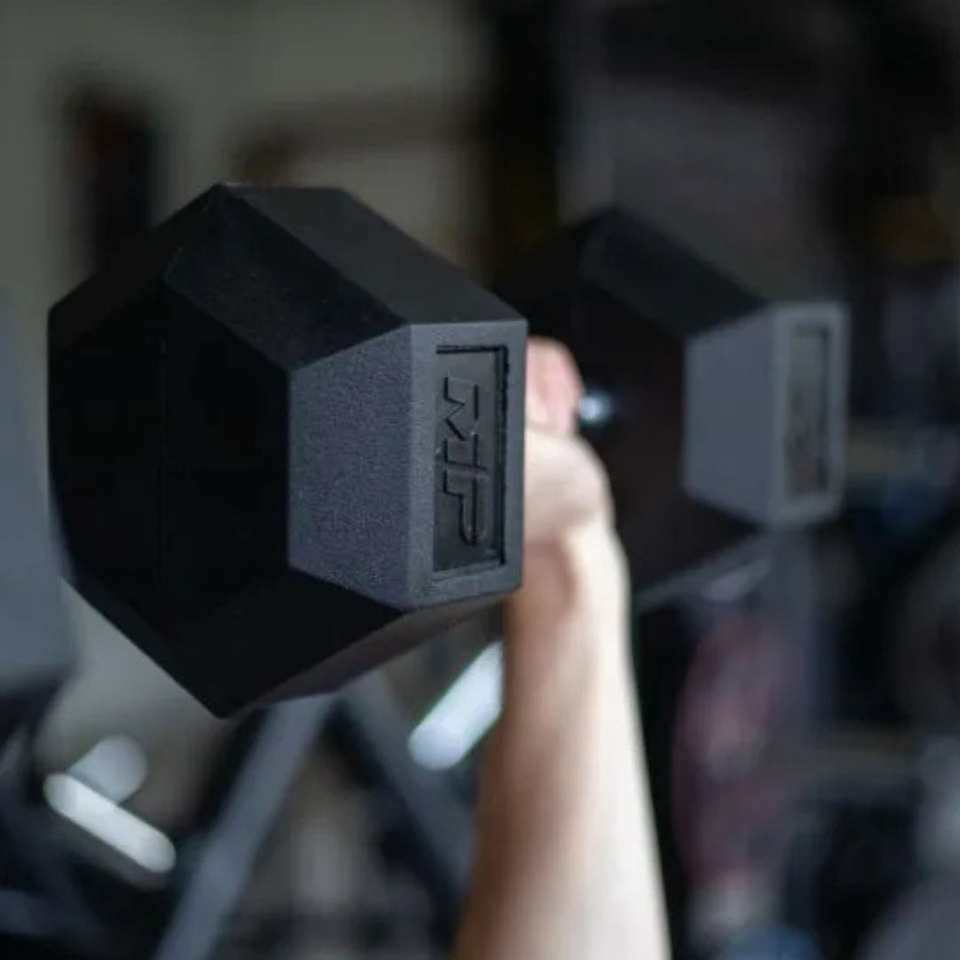 Zeshoekige dumbbells met rubber coating en ergonomische handgreep