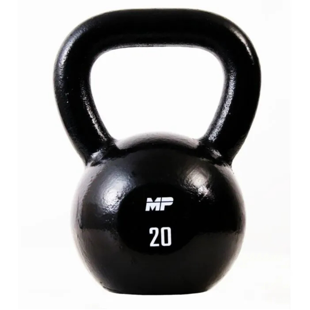 Gietijzeren kettlebell zwart voor home gym 20kg