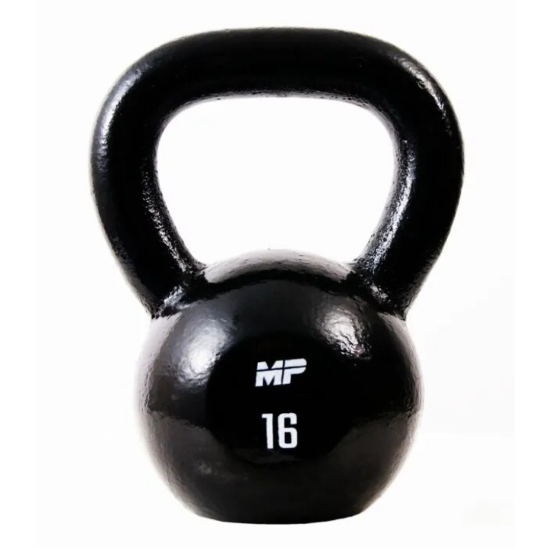 Gietijzeren kettlebell zwart voor home gym 16kg