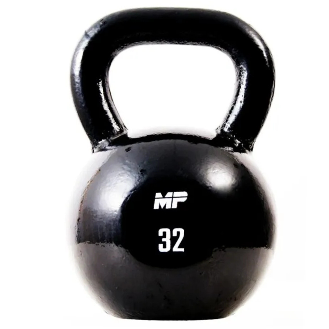 Gietijzeren kettlebell zwart voor home gym 32kg
