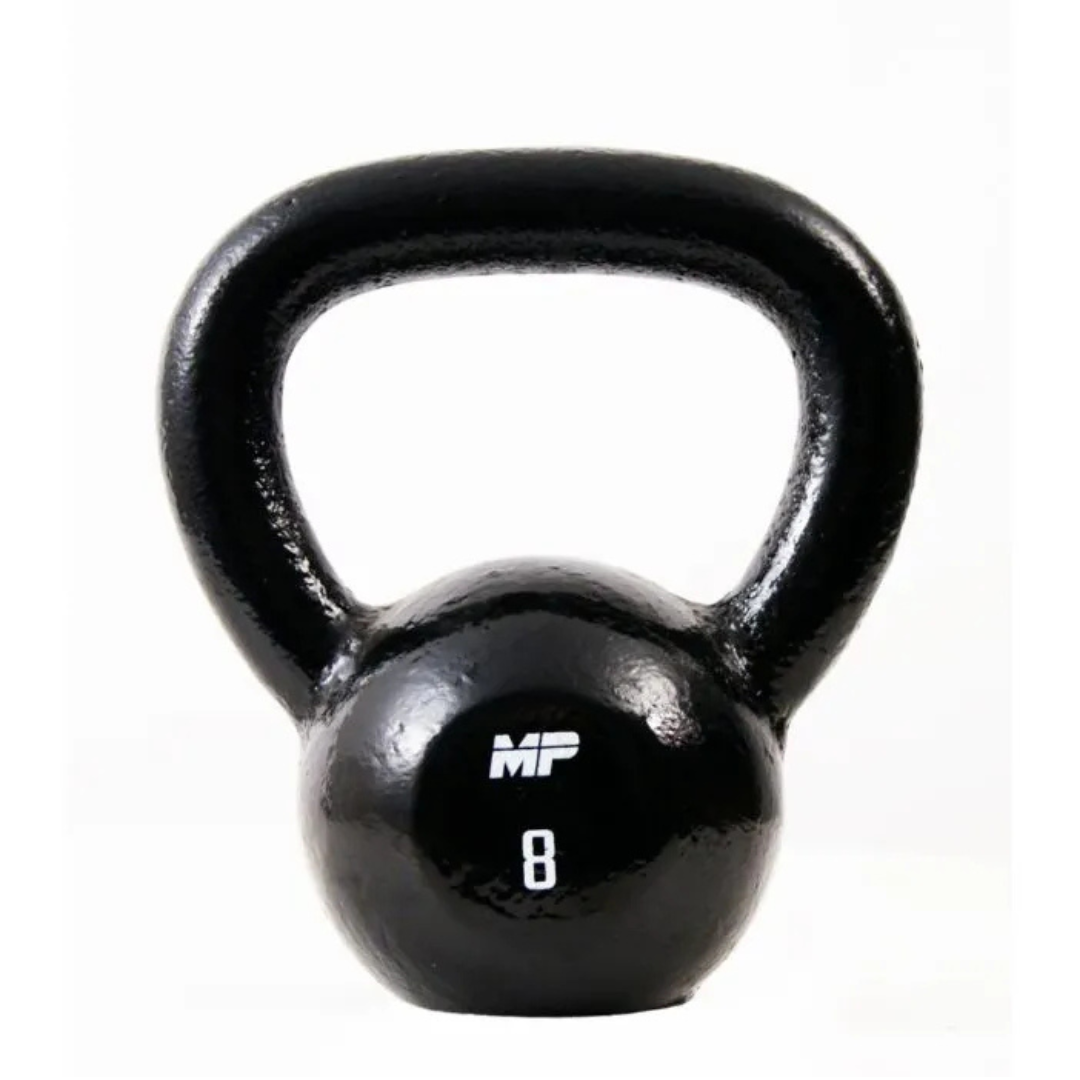 Gietijzeren kettlebell zwart voor home gym 8kg