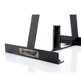 Zwart opbergrek halterschijven voor georganiseerde home gym of sportschool