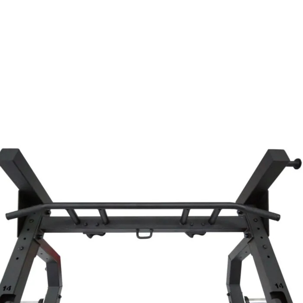 Muscle Power multifunctioneel squat rack MP2391 met pull-up en krachttraining setup pill up close up