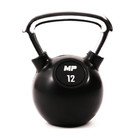 Rubber chrome kettlebell zwart in home gym 12kg