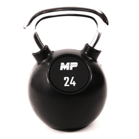 Rubber chrome kettlebell zwart in home gym 24kg