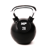 Rubber chrome kettlebell zwart in home gym 28kg