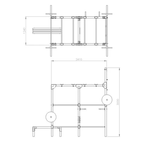 Premium buiten gym krachtstation voor calisthenics training maatschets