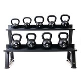 Opbergrek kettlebells zwart met twee lagen en rubber bescherming