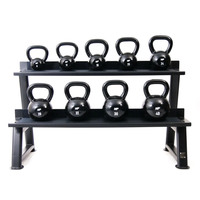 Opbergrek kettlebells zwart met twee lagen en rubber bescherming