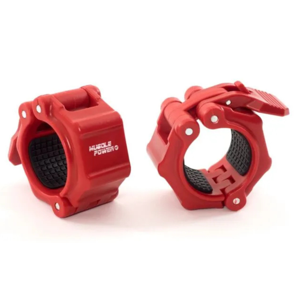 Muscle Power Quick Lock Collar Set Rood Ø 50 mm  – Maximale Grip & Snelle Wissels
