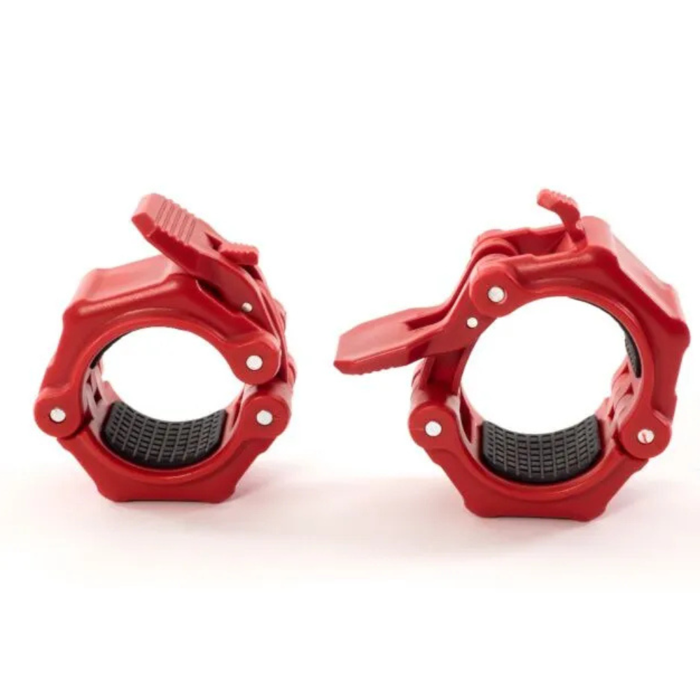 Muscle Power Quick Lock Collar Set Rood Ø 50 mm  – Maximale Grip & Snelle Wissels