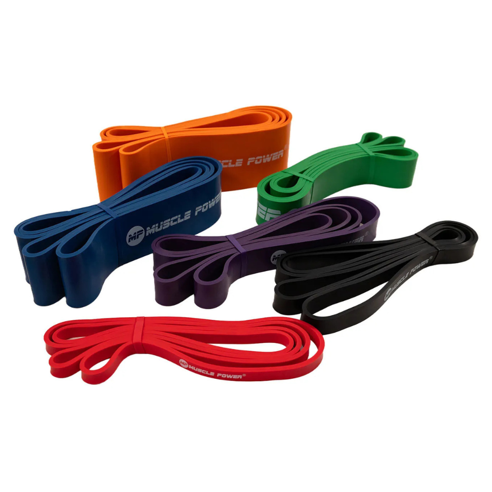 Weerstandsbanden complete set met verschillende powerbands voor krachttraining 