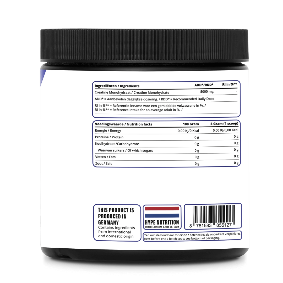 Hype Nutrition Creatine – 100% monohydraat voor thuis fitness en herstel