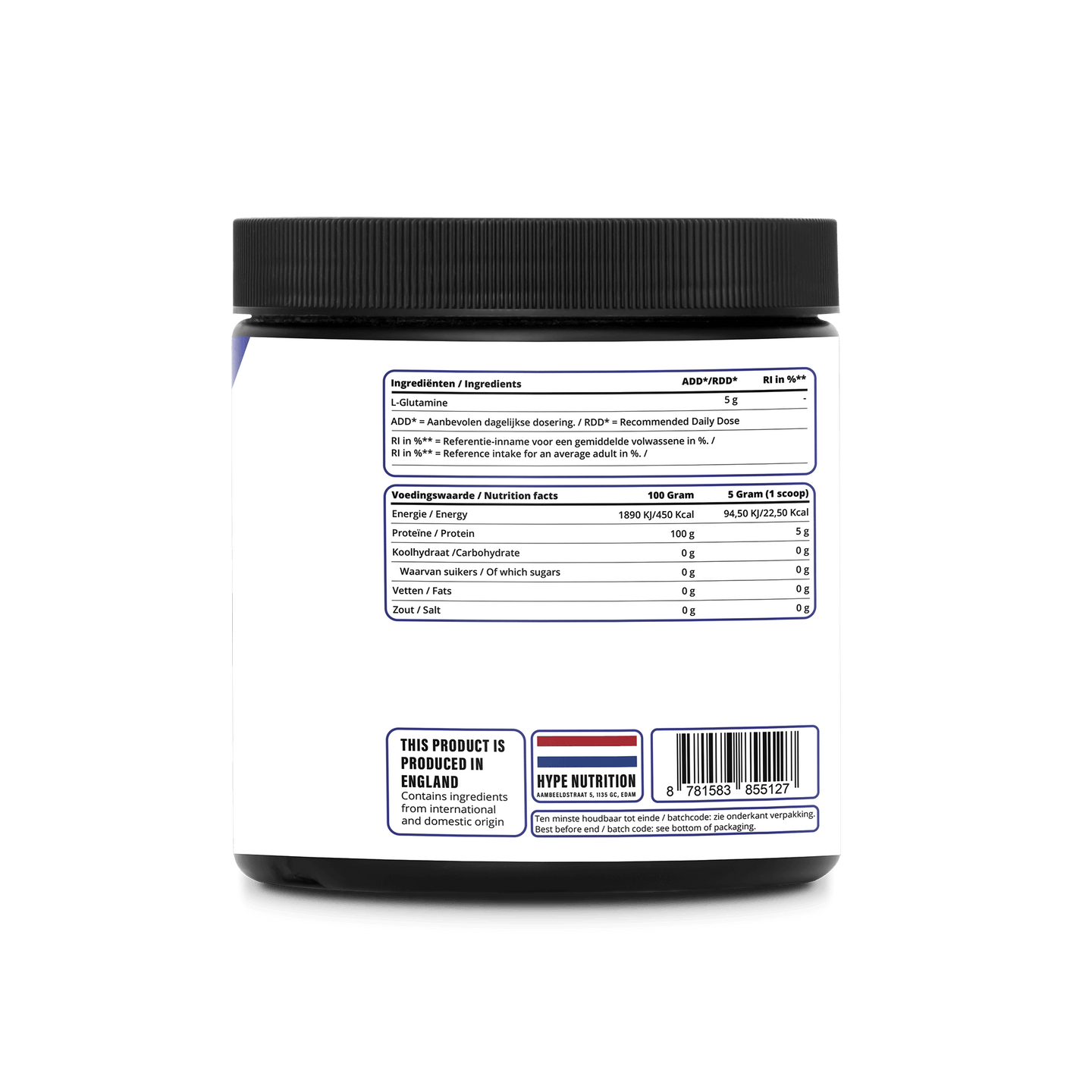 Hype Nutrition L-Glutamine – Zuiver Aminozuur voor Herstel, Darmgezondheid & Immuunbalans