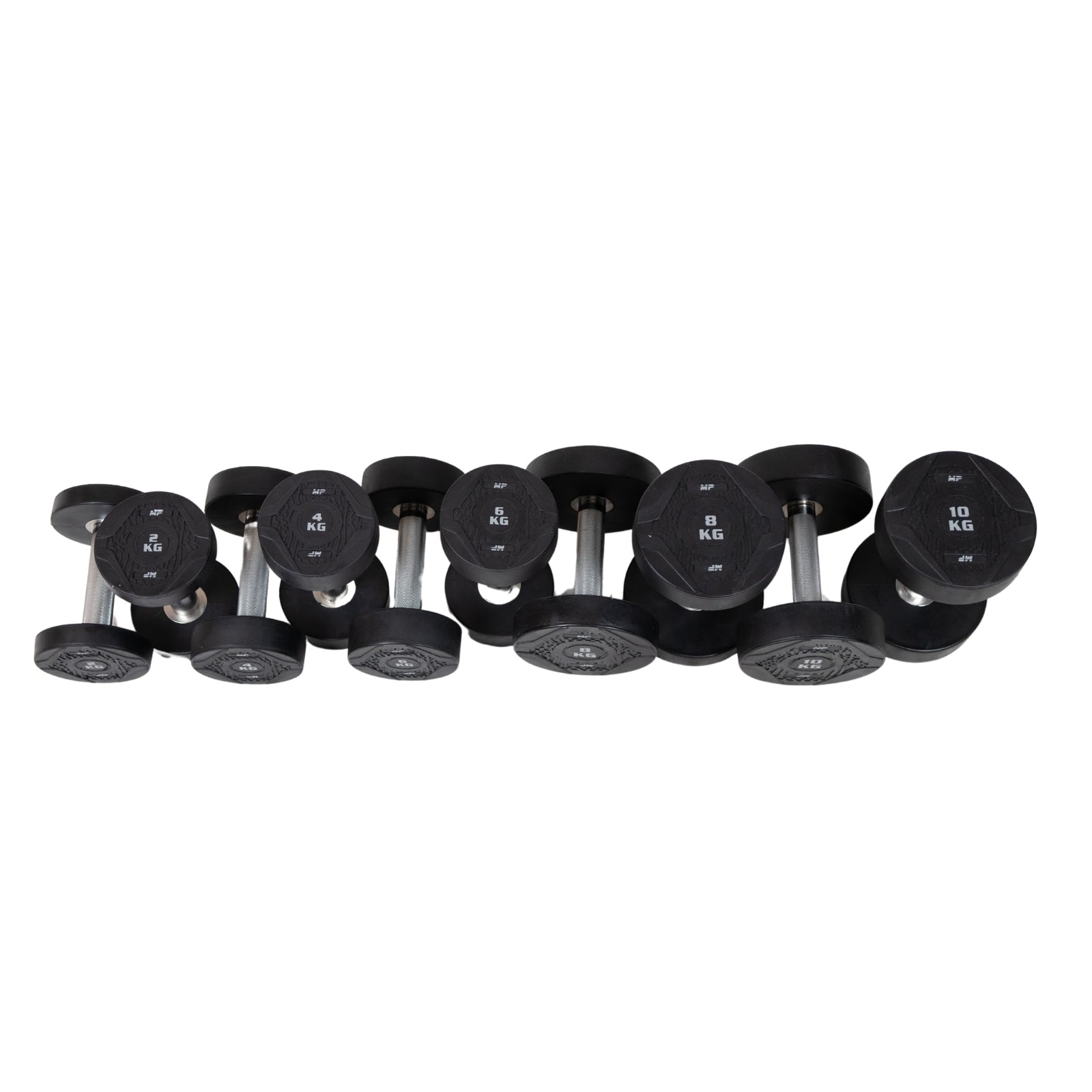 MP1012 Ronde rubber dumbbellset 2-20 kg