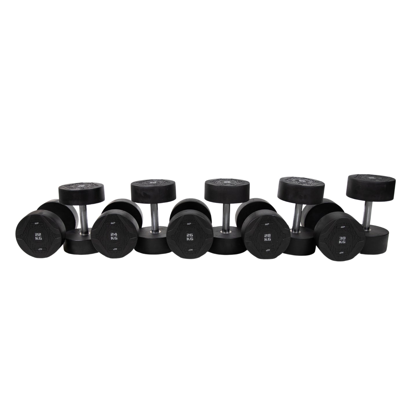 MP1012 Ronde rubber dumbbellset 22-40 kg