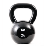 Gietijzeren kettlebell zwart voor home gym 24kg roterende gif
