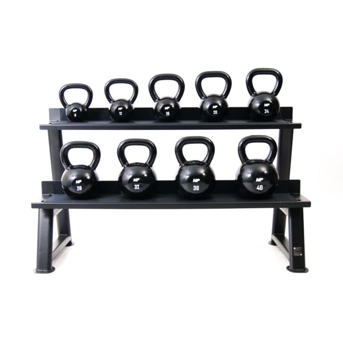 Kettlebell gietijzer 28-40 kg voordeelset incl. opbergrek